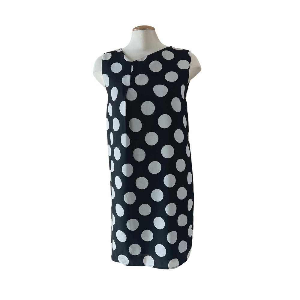 Vero Moda Black White Polka Dot Sleeveless Shift Dress Smallโ Round Neck Mini